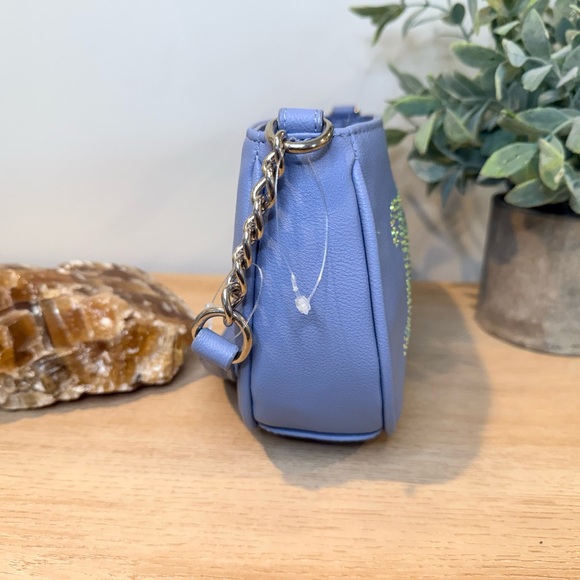 Juicy Couture Blue Rhinestone Logo Shoulder Bag Silver Hardware - Picture 6 of 6